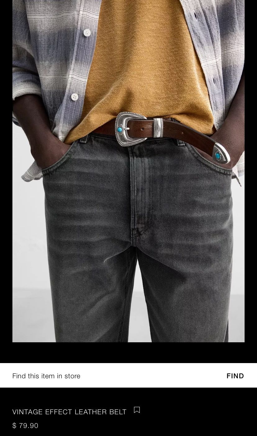Men’s Zara Vintage Affect Leather Belt
