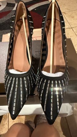 Black Crystal Embellished Pointed-Toe Heels