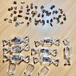 35 Small Glass  Charms With Candy Shaped Storage 