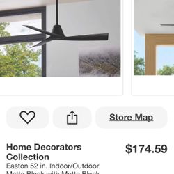 Home Decorators Collection Easton 52 in. Indoor/Outdoor Matte Black with Matte Black Blades Ceiling Fan with Remote Included