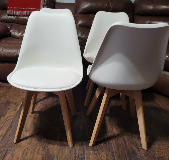 Midcentury Style Dining Chairs with Cushion - Set of 4