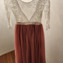 Girls lace dusty pink dress size 7-8