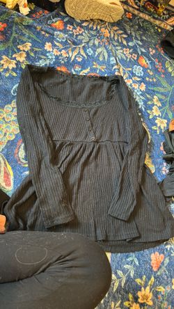 #13: Black Babydoll Top Plus 0XL Long Sleeves