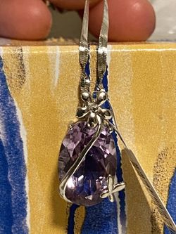 8ct Genuine Amethyst gemstone on 925 sterling silver pendant and 17” sterling silver necklace