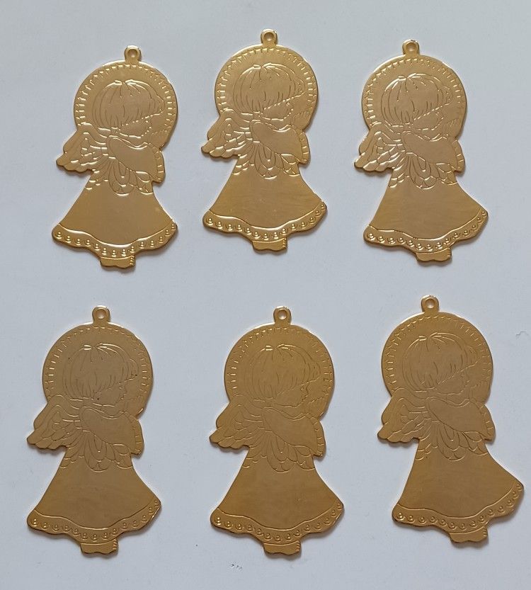 6 G Duchin Gold Tone Angel Ornaments