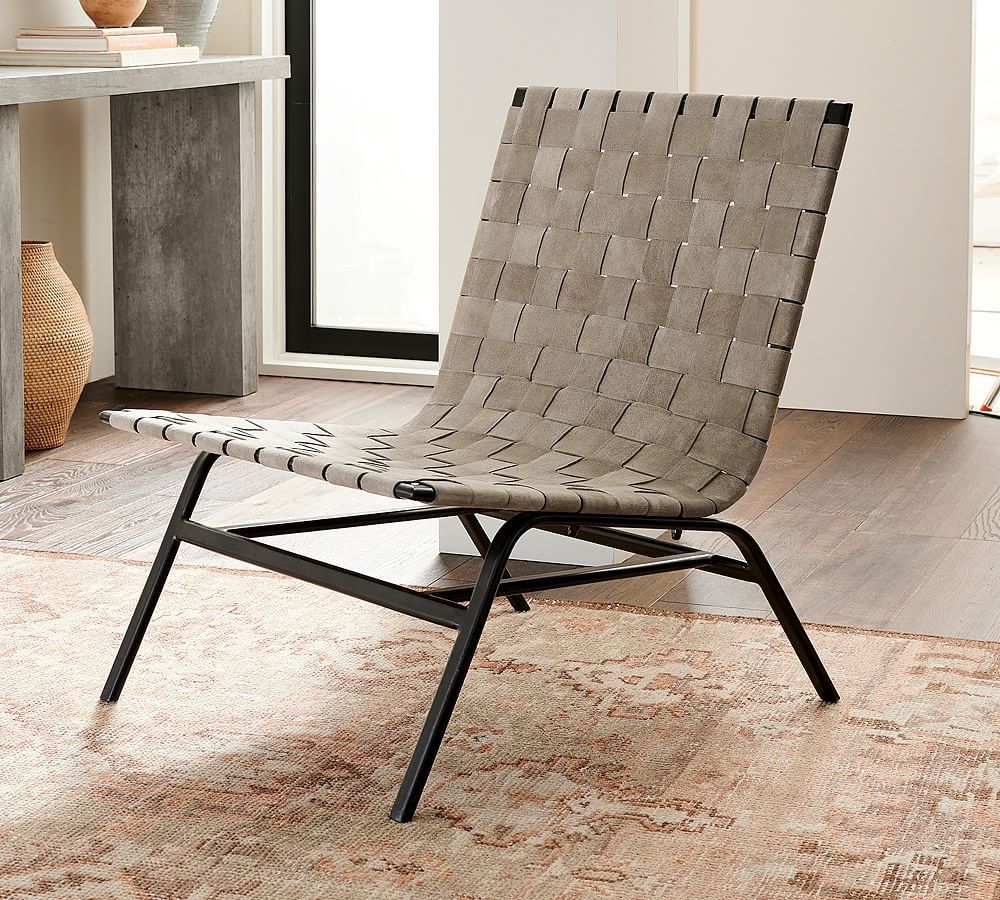 Pottery Barn Shay Woven Leather Accent Chair