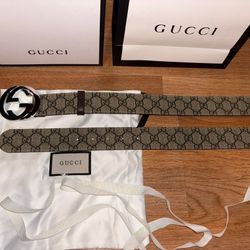 Gg Brown Monogram Belt 