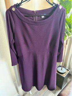 Tommy Hilfiger Purple Boatneck Midi Dress with Shoulder Buttons size 10 New