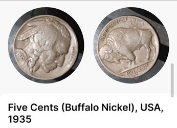 1935 Buffalo Nickel US Five Cent Coin