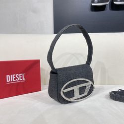 Diesel Grey Diamond Logo Shoulder Bag
