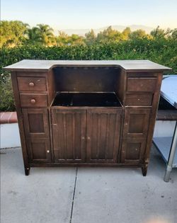 Dark Brown Wooden Bar Cabinet Sideboard