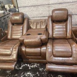Real Leather Power Recliner Sofa Same Day Delivery 🚚