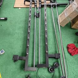 Power Rack Frame, Smith Machine Attachment, And Lat Pull-Down Tower + 7ft barbell