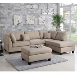 Gorgeous Sand Colored 3 Piece Sectional Set