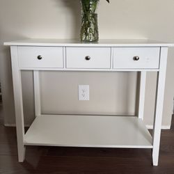 White 3 Drawer Entryway Console Table