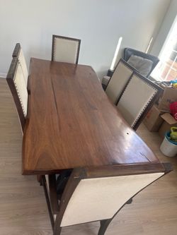 Dining table with six chairs