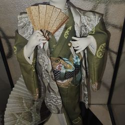 Japanese Geisha in glass case