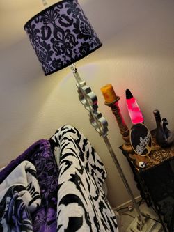 Floor Lamp with Purple Damask Shade