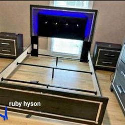 Brand  🆕 LED Night ,Modern Lodanna Queen Bedroom Set ( Dresser, Mirror, Nightstand,Panel Bed ) @ Delivery 🚚