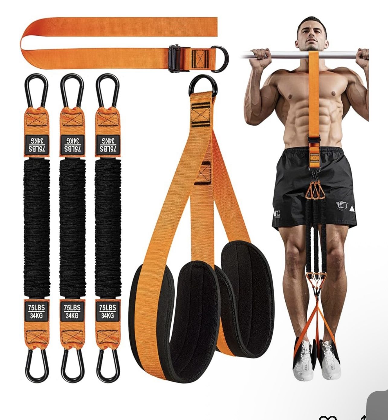 HPYGN Pull Up Assistance Bands, Heavy Duty Resistance Band for Pull Up Bar, Adjustable Weight/Size with Fabric Feet/Knee Rest, Bands for Pull Up Assis