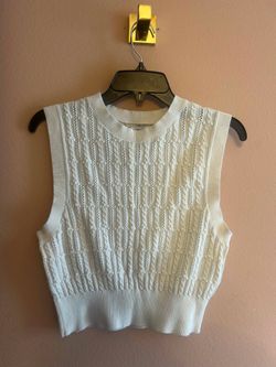white cropped cable-knit sweater(Italy)size M