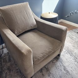 Beige Velvet Lounge Chairs