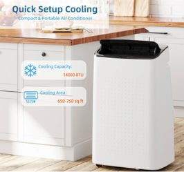 14000 BTU Portable Air Conditioner with Remote Control for Room Up to 700 Sq.Ft., Ultra Quiet Free Standing 3-In-1 Cooling AC Unit with Dehumidifier M