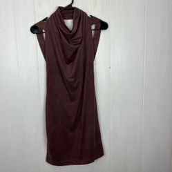 Cefian Faux Suede Cowl Neck Dress Sz M