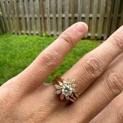 14k Yellow Gold Diamond Wedding Ring & Insert Engagement