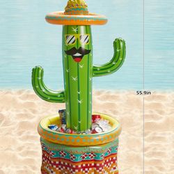 Inflatable Pool Party Cooler - Fiesta Cactus Ice Bucket Luau Hawaiian Tropical Beach Themed   ( please follow my page all brand new )