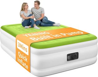 Full Size Air Mattress with Built in Pump Inflatable 18” -NEW IN BOX (3390/8)