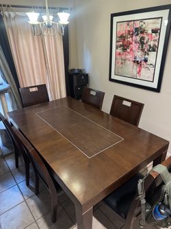 Large 6’ Dining Table + 8 Chairs w/ Leaf – Pick up & Must Go by Monday
