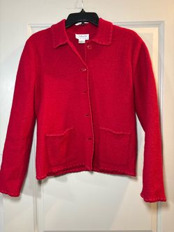 Talbots Petites Red Button-Front Cardigan Sweater