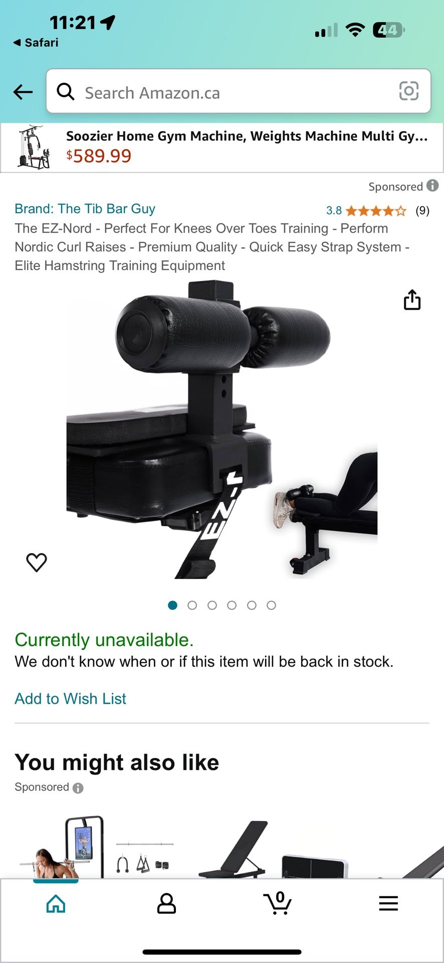 EZ Nord Nordic Hamstring Curl Bench Attachment
