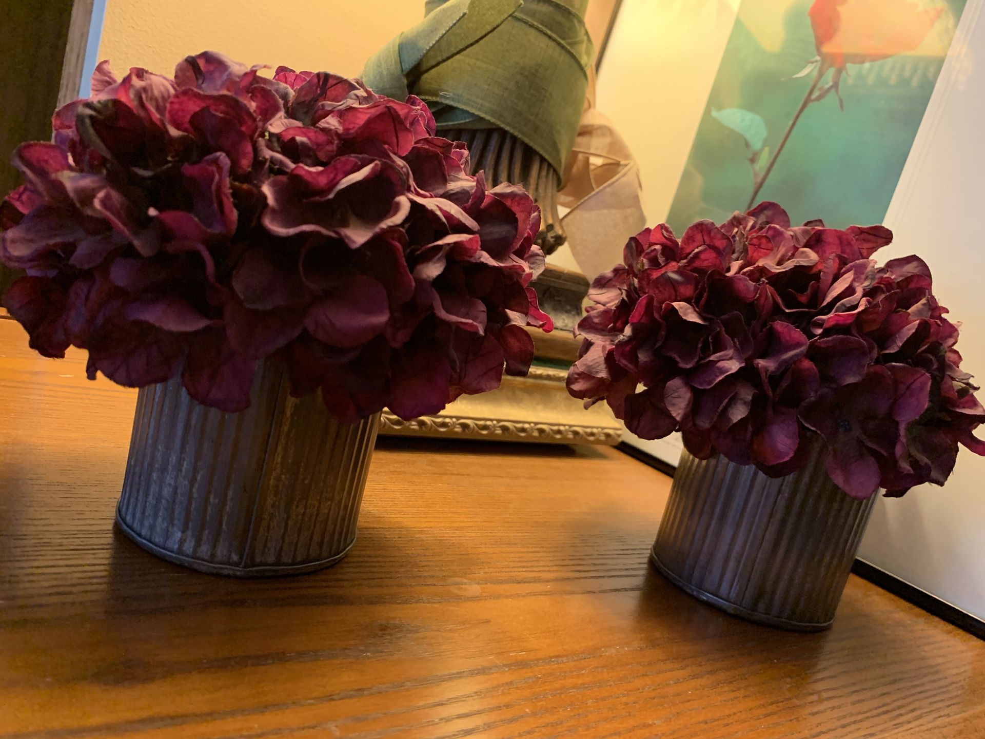 Great Valentines Day Gift! Purple Flowers From A Wedding Table 