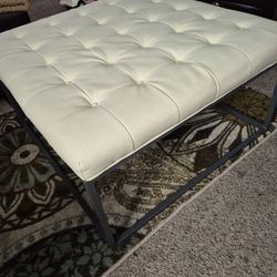 White Faux Lleather Square Quilted Ottoman Or Table  $25