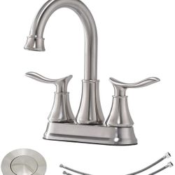 Modern 2 Handle Brushed Bathroom Faucet 3 Holes