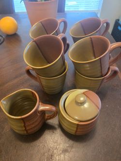 Coffee Mug Set w/ cream and sugar servers