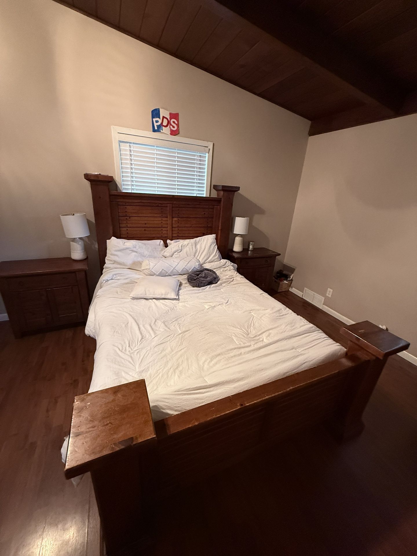 Queen bed frame and night stands
