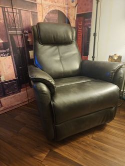 Dark Gray Leather Power Recliner Chair