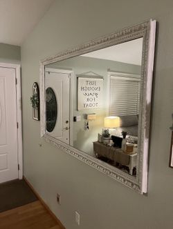 Farmhouse Style Large Mirror With  White Border 41” X 65”, Only $100!!!!!!!