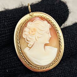 Vintage 1960s cameo pin pendant brooch