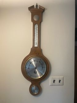 Vintage Banjo Barometer Thermometer Hygrometer Weather Station 28”