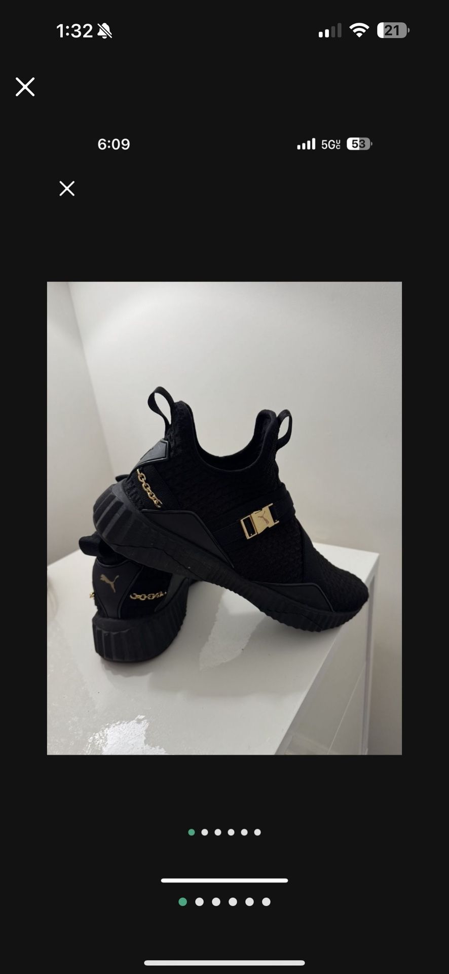 Puma Black & Gold Women’s Sneakers - Size 10
