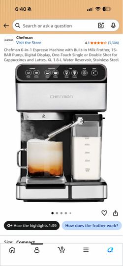 Chefman Espresso machine with built in milk frother