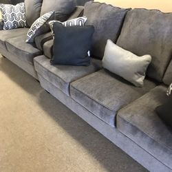 Grey Nice Couch And Love Seat With Pillows