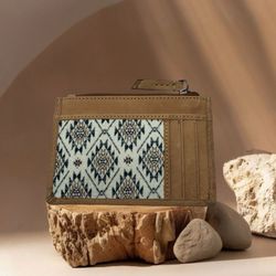 Myra Bag Desert Diamond  Card Holder “4.75 X 3.25 “  Zipped Pocket Leather 🌵