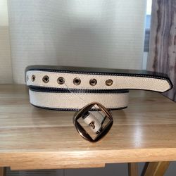 Canvas Belt with Gold Diamond Buckle