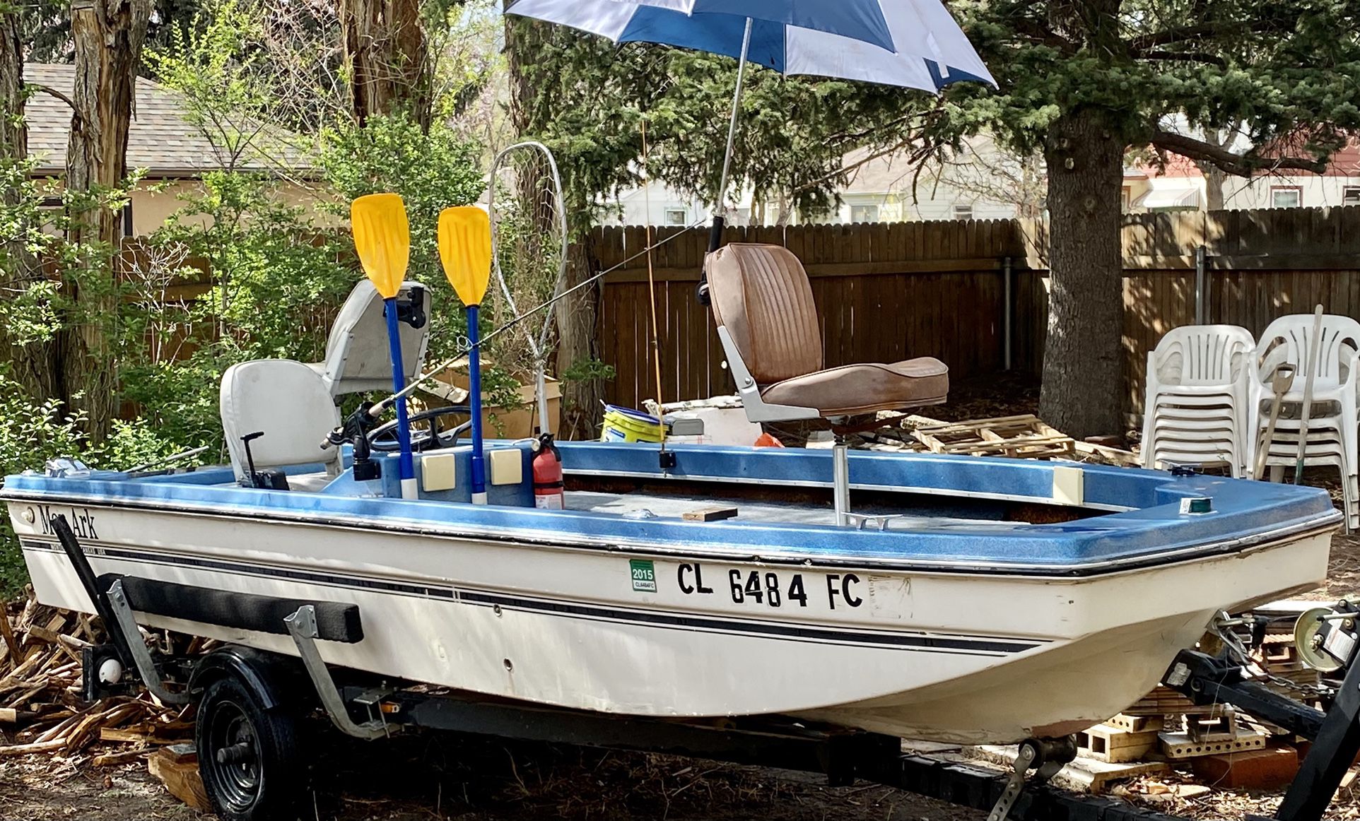 Photo 1975 MonArk Bassin Boat WTitle. Comes With 850 Merc And 650 Merc Motors And The Trailer.