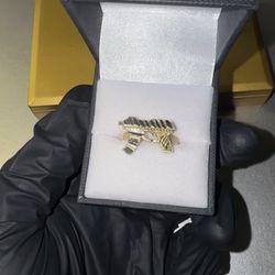 10K Gold Uzi Gun Ring 